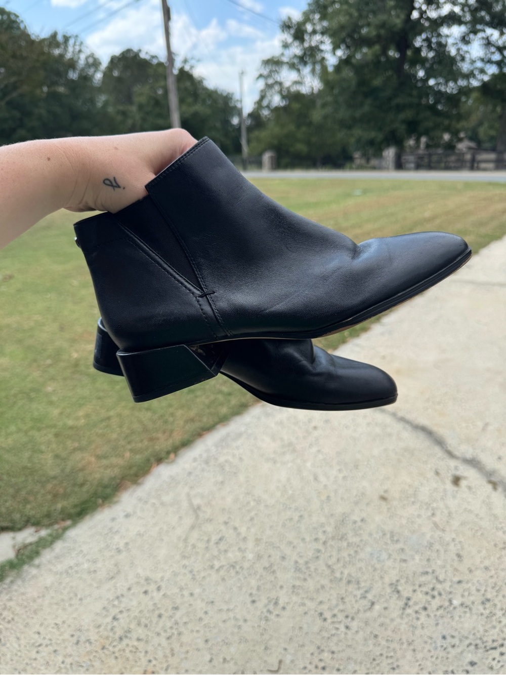Franco Sarto Black Leather Chelsea Ankle Boots